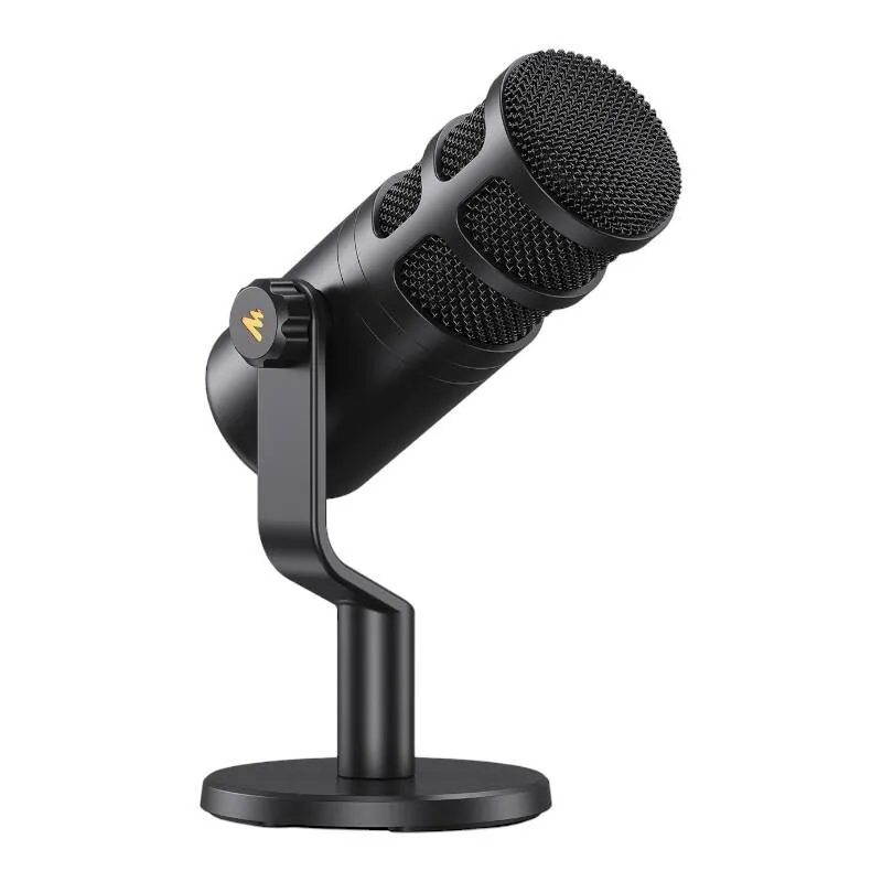 Microfon dinamic Maono PD100, Cardioid cu stand metalic, Pentru Podcast si Streaming, Negru