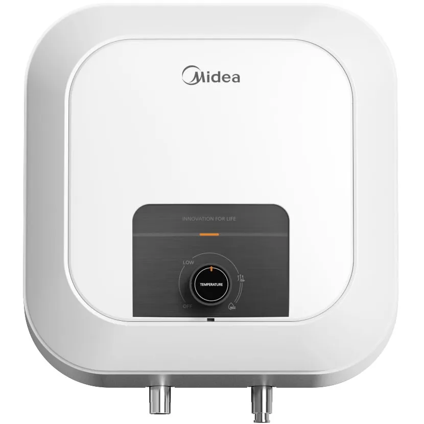 Midea Boiler electric Midea D15-20VD1(O), model compact, 2500 W, volum 15L, control mecanic, montaj deasupra chiuvetei, Alb