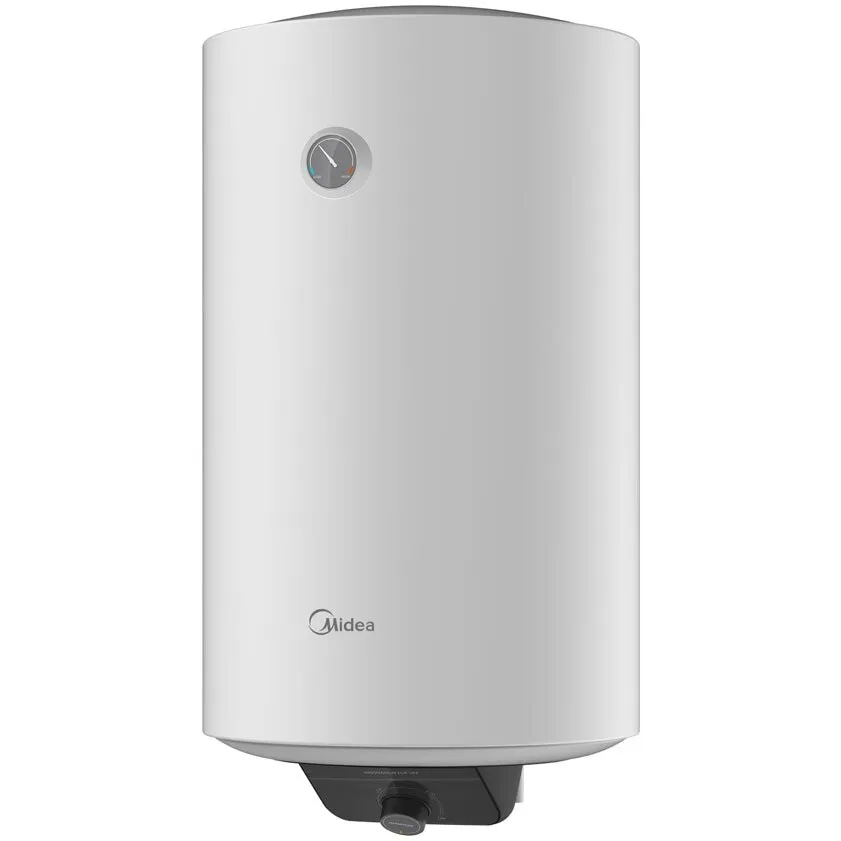 Midea Boiler electric Midea, seria Lume, model cilindric, volum 80L, control mecanic, Supapa de siguranta de reducere a presiunii, protectie la supraincalzire