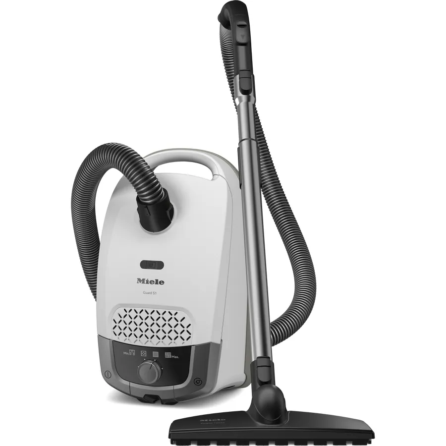 Miele Aspirator Miele cu sac, Guard S1 Parquet Flex BRWS, buton rotativ cu 4 trepte, tub de aspirare EasyLock, sac 3.5l, cablu 7.5 m, 890 W, alb,