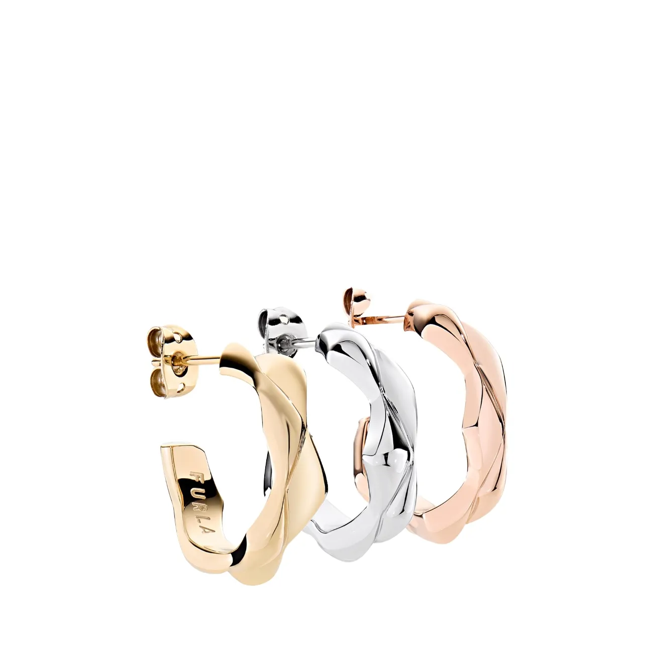 Mionido hoop earrings set argento oro rosa