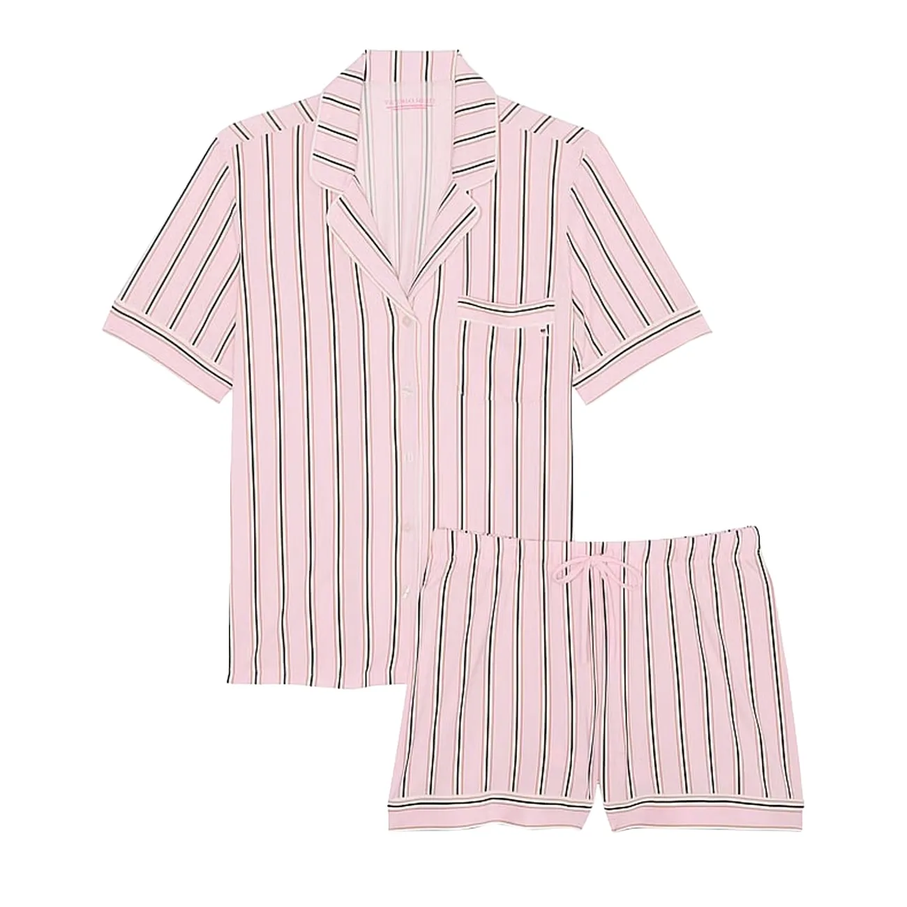Modal short pajama set - pretty blossom stripes L