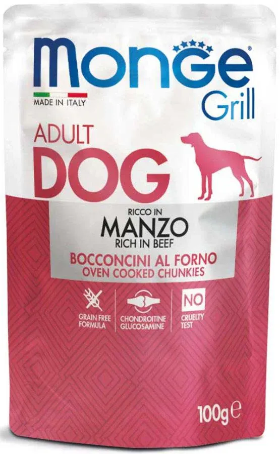 MONGE Grill Plic hrană umedă pentru câini, cu Vita 100g