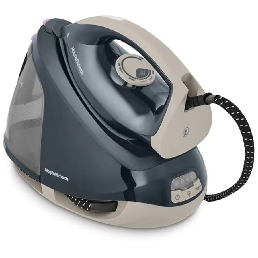 Morphy&nbsp;Richards Statie de Calcat cu Generator de Abur Morphy Richards, Easy Steam, Talpa Ceramica, Rezervor 1.8L, 6Bar, 2400W, Negru-Gri