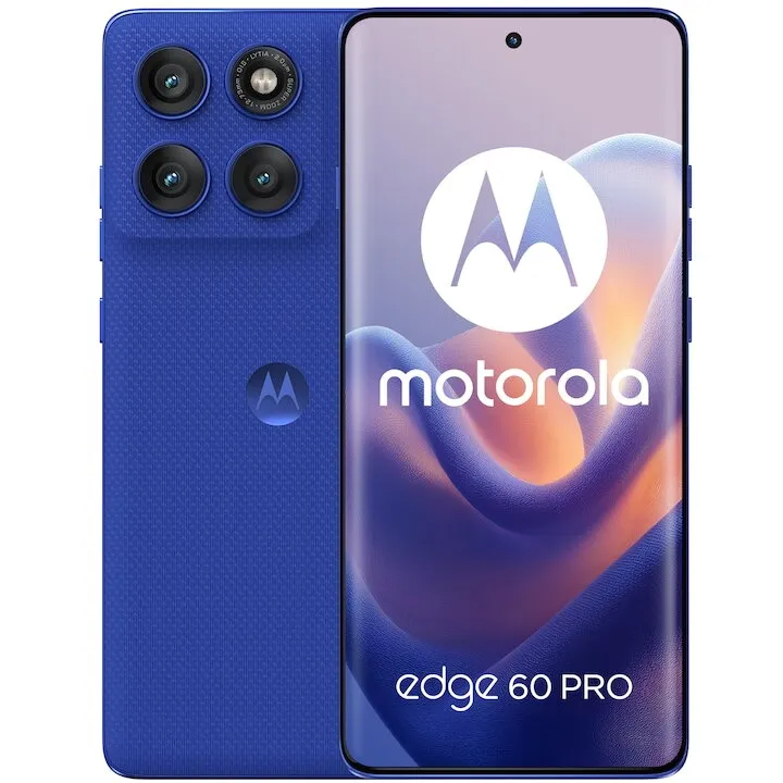 Motorola Telefon mobil Motorola Edge 60 Pro, MediaTek Dimensity 8350 Extreme, 12GB RAM, 512GB, Dual SIM, 5G, Android 15, Albastru