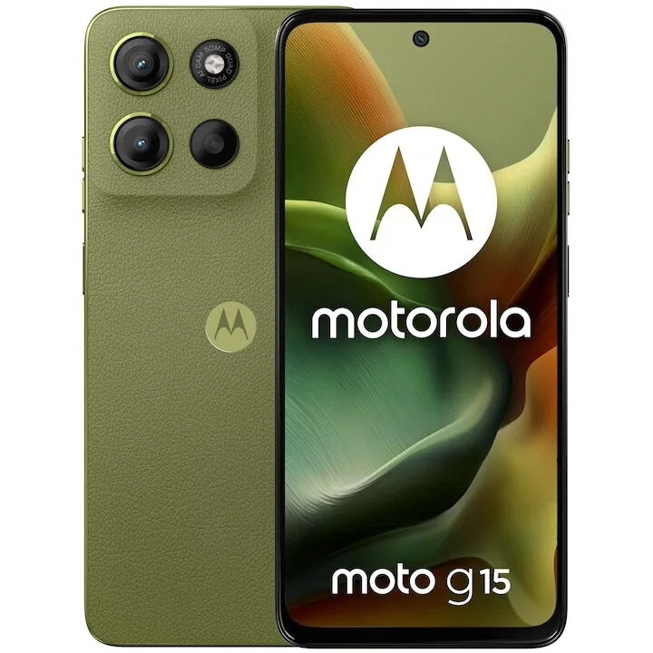 Motorola Telefon mobil Motorola G15, Dual SIM, 128GB, 8GB RAM, Iguana Green