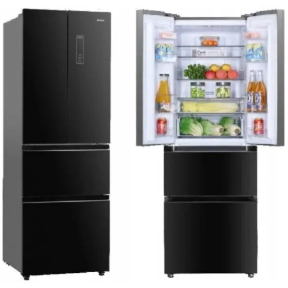 MPM Side by Side MPM Sam Cook PSC-WG-1020AA/B, French Door, 320L, Clasa E, H 186 cm, Sticla neagra