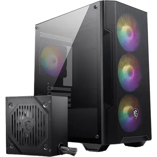 MSI Carcasa MSI MAG FORGE M100A D60, Micro ATX Tower, RGB, Sursa 600W, Negru