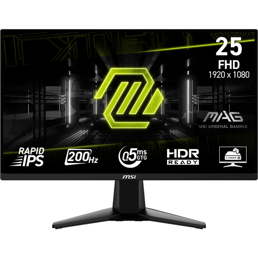 MSI Monitor Gaming MSI MAG 255F E20, IPS, 24.5 inch, Full HD, 1920 x 1080, HDMI, DisplayPort, 200 Hz, 0.5 ms, Negru