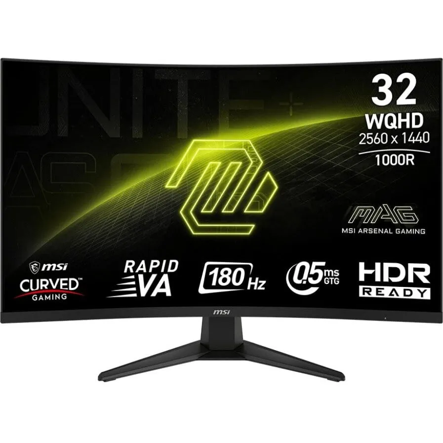 MSI Monitor gaming MSI MAG 325CQF, 31.5, Rapid VA Curve 1000R, QHD, 0.5ms, 180Hz, Negru