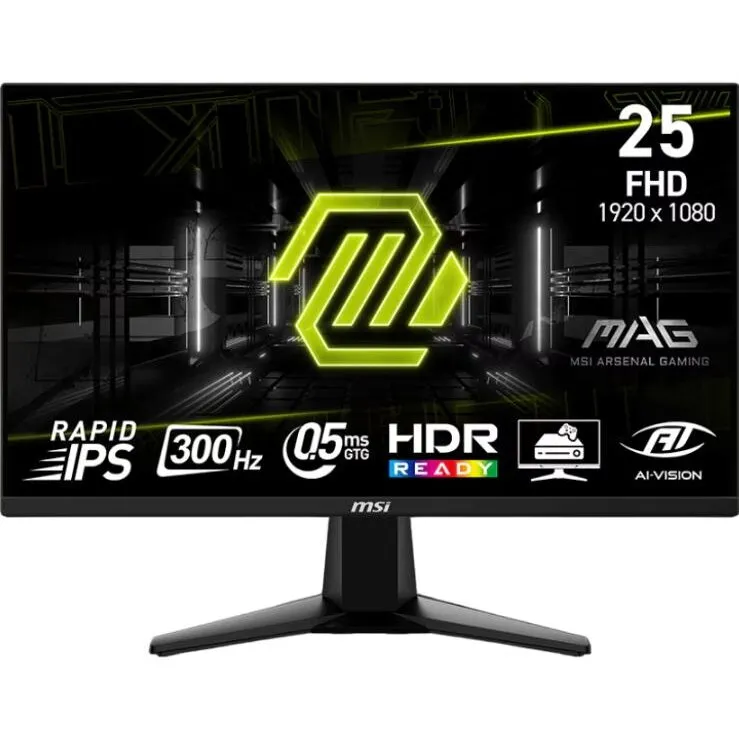 MSI Monitor Gaming Rapid IPS LED MSI MAG 255XF, 24.5 inch,  Full HD (1920 x 1080), HDMI, DisplayPort, 300 Hz, 0.5 ms, Negru