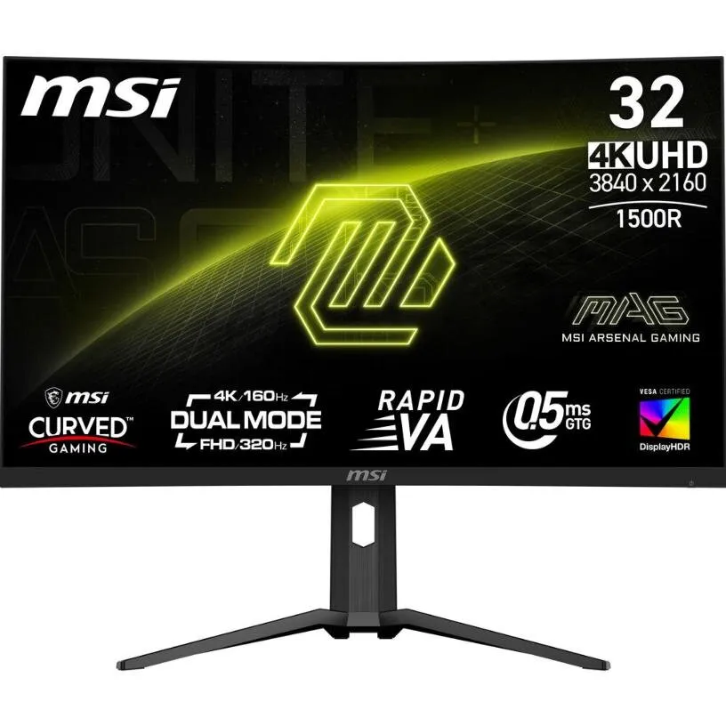 MSI Monitor Gaming Rapid VA LED MSI MAG 31.5 321CUPDF, UHD (3840 x 2160), HDMI, DisplayPort, Ecran curbat, 320 Hz, 0.5 ms, Negru