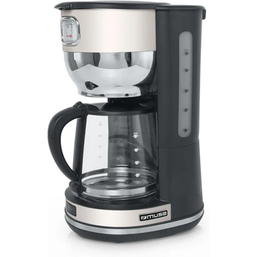 MUSE Cafetiera retro Muse MS-220 SC, 1.4 litri, 1000 W, Functie de oprire automata, Bej / Negru