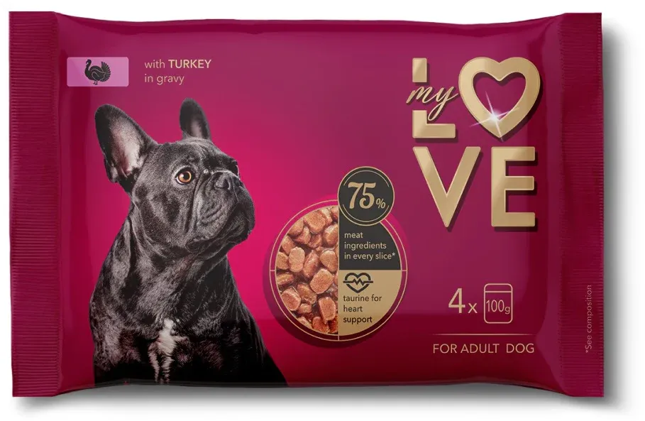 MY LOVE Multipack Hrană umedă pentru câini, Curcan 4x100g
