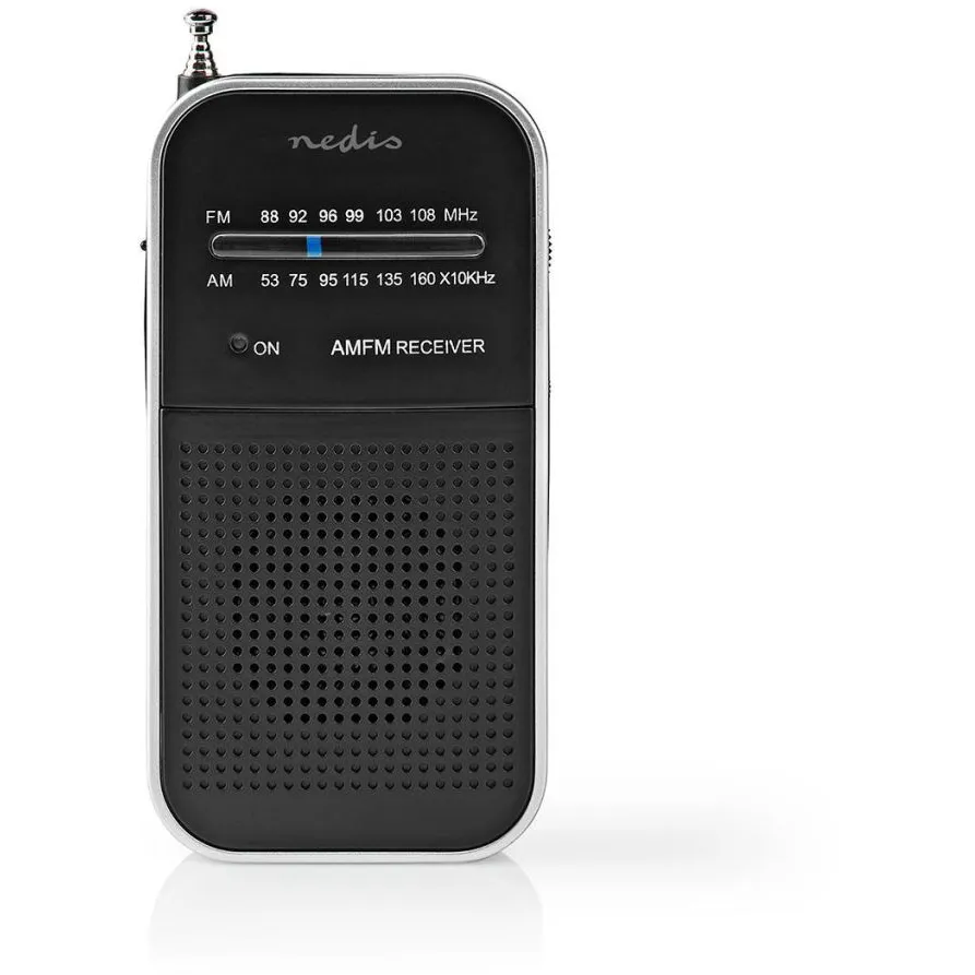 Nedis Radio portabil AM/FM, Nedis, Plastic, Gri/Negru (RDFM1110SI)