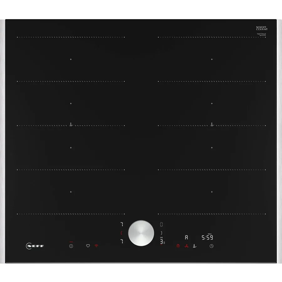 NEFF Plita inductie vitroceramica incorporabila Neff T66TTX4L0 N 90, 60 cm, 4 zone gatit, Negru-Otel inoxidabil