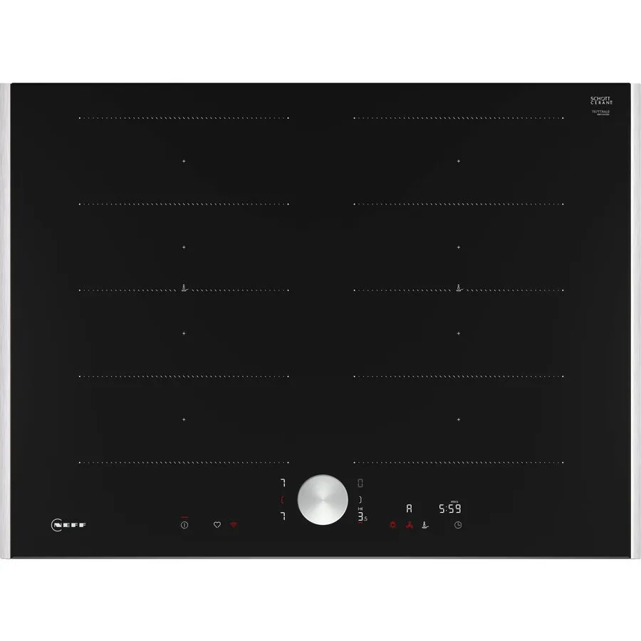 NEFF Plita inductie vitroceramica incorporabila Neff T67TTX4L0 N 90,70 cm, 4 zone gatit, Negru-Otel inoxidabil