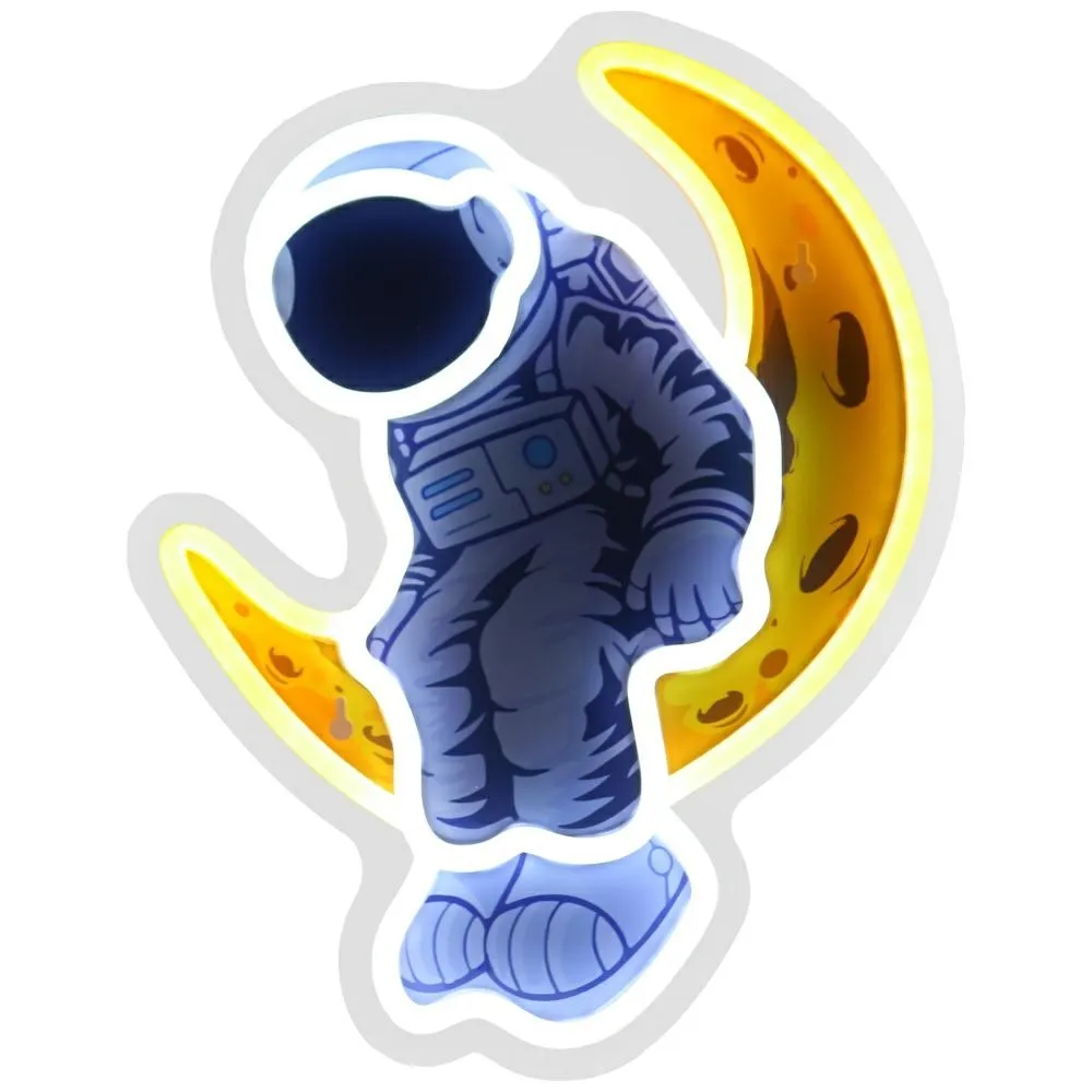Neon decorativ LED Beline Light Astronaut on the Moon, Alimentare USB, Multicolor