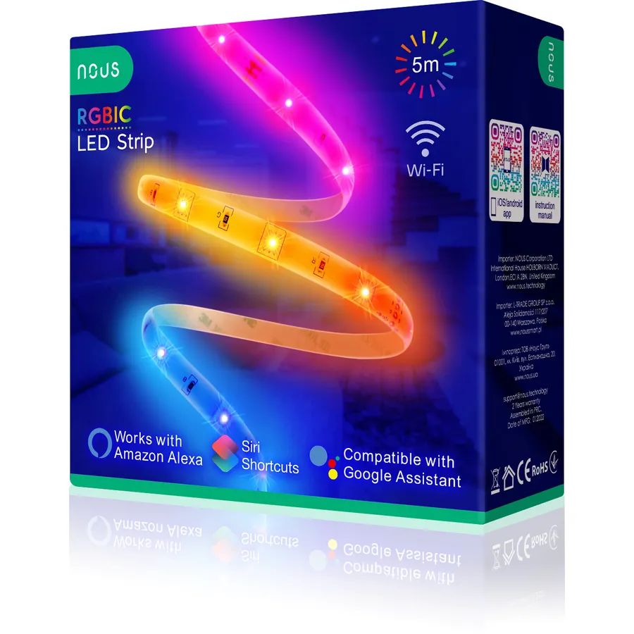 Nous Banda LED Nous Wifi RGBIC F4, 5m, Smart, Sincronizare Muzica