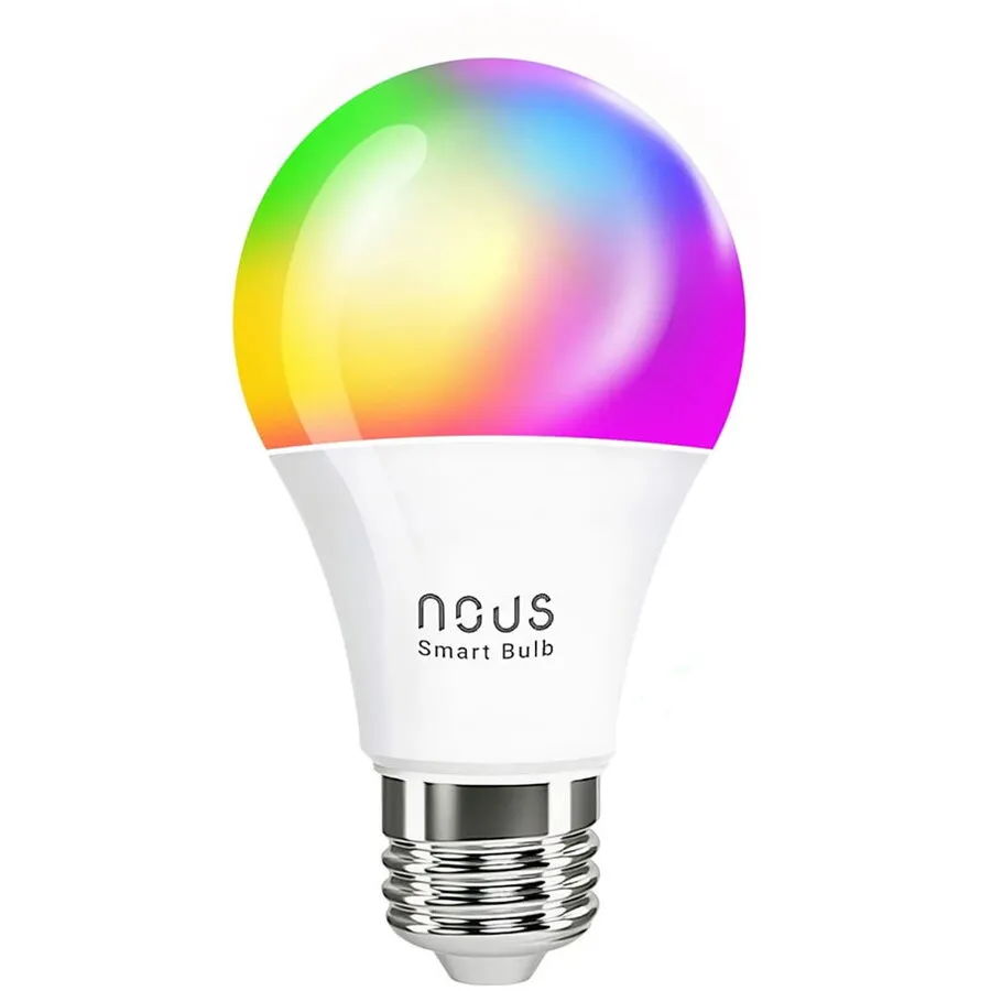 Nous Bec LED RGB inteligent Nous P3, Wi-Fi, E27, 9W, 810 lm, lumina alba si colorata, control vocal, compatibil Google Assistant, amazon alexa , clasa energetica F
