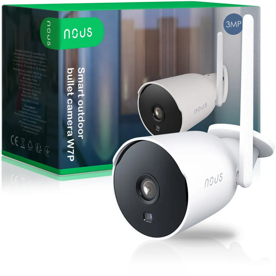 Nous Camera de supraveghere IP WIFI NOUS W7P Smart, Exterior, 3MP, Detectare micare, Night vision