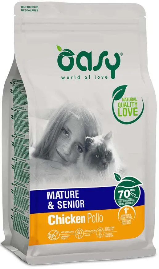 OASY Hrană uscată pentru pisici senioare, Pui