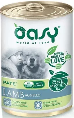 OASY ONE Conservă monoprot. pentru câini, Ad. Medium/Large, Pate cu Miel 400g