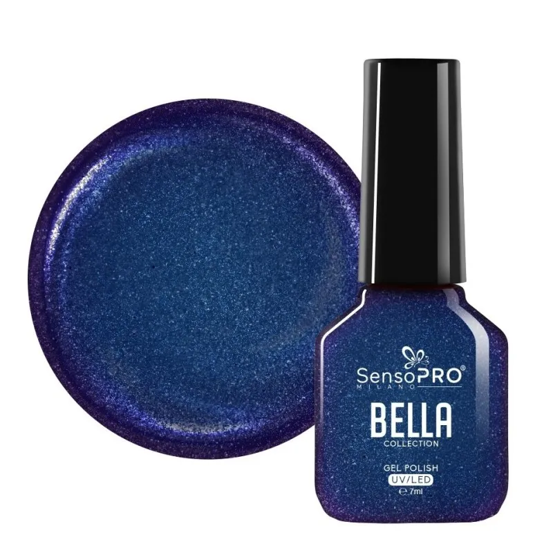 Oja Semipermanenta One Step, Blue Sparkle, SensoPRO Bella Collection, 7 ml