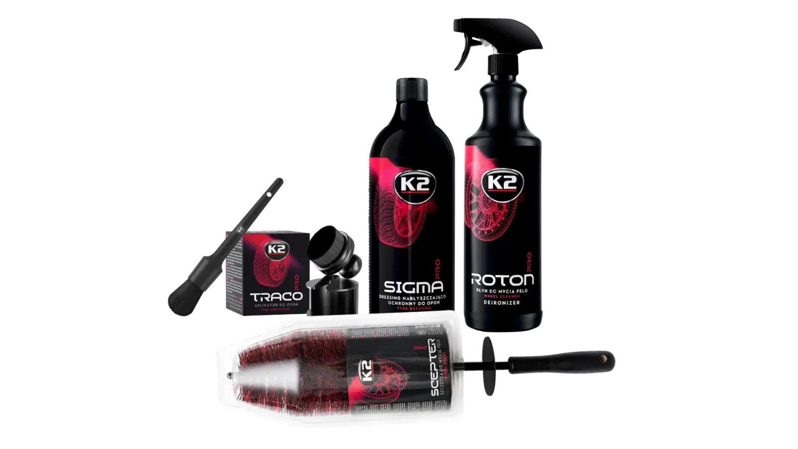 Pachet detailing jante si anvelope K2 PRO - Curatare si protectie