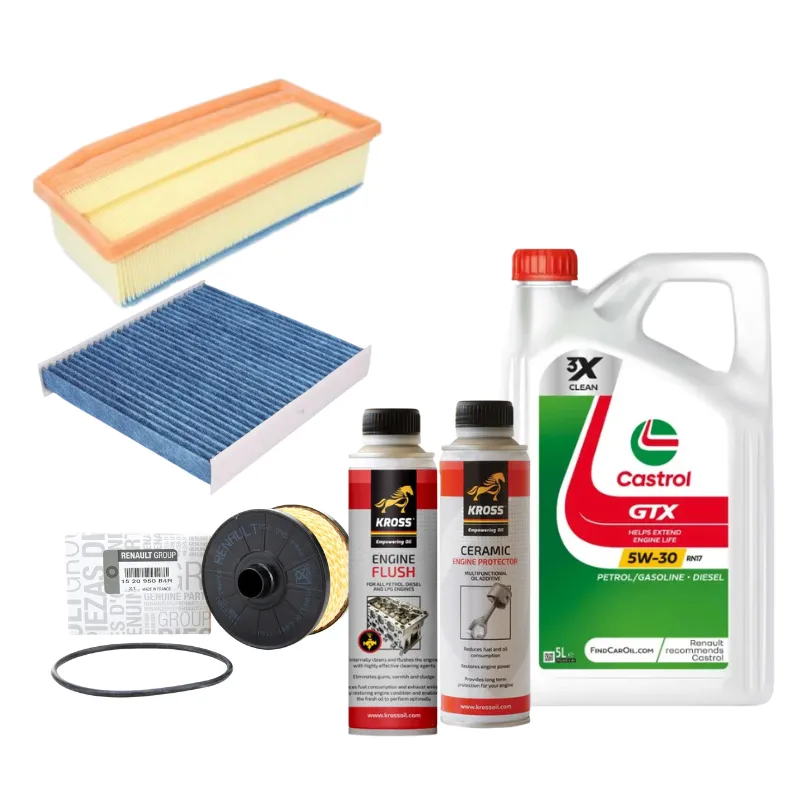 Pachet revizie PLUS Dacia 0.9 TCe - Ulei Castrol RN17 + Filtre + Aditivi curatare si protectie motor