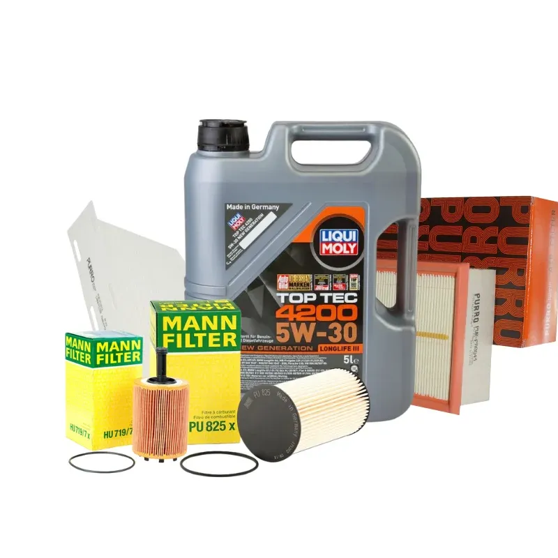 Pachet schimb ulei SILVER Liqui Moly 5L+ filtre Purro Mann pentru grupul VAG - VW AUDI SKODA SEAT 1.9TDI, 2.0TDI