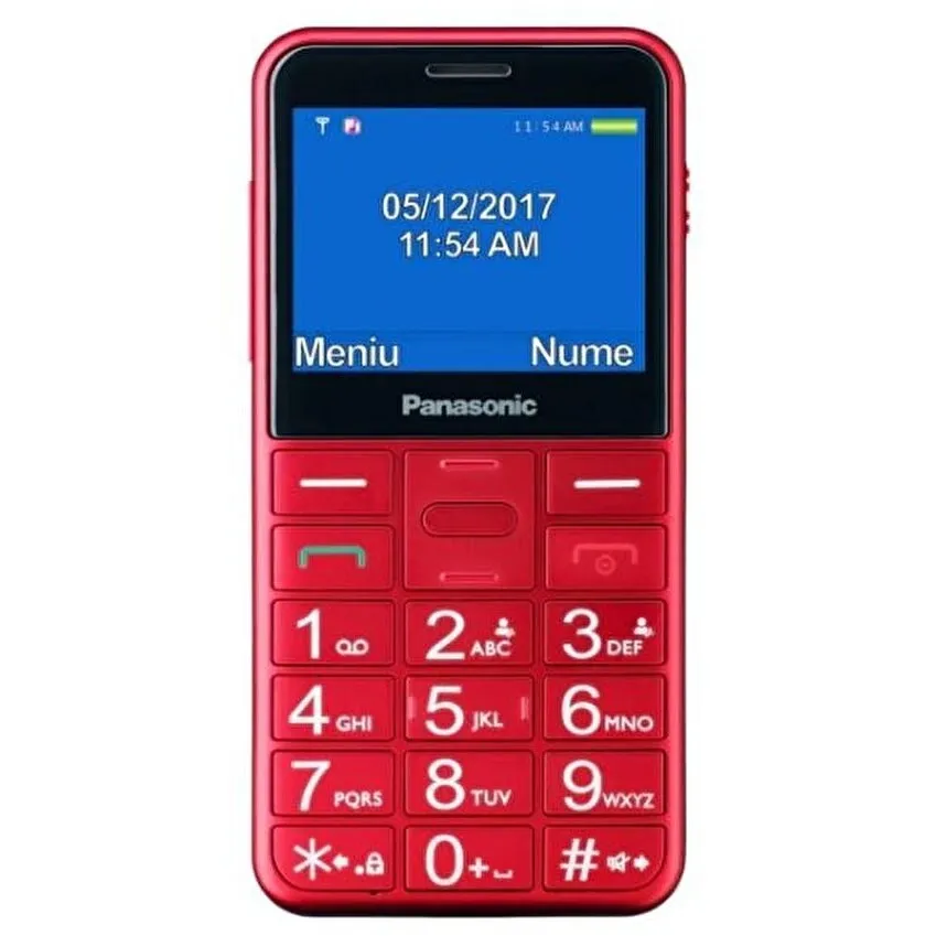 Panasonic Telefon mobil Panasonic KX-TU155 EXRN Single SIM, 2G, pentru seniori, buton SOS, Rosu