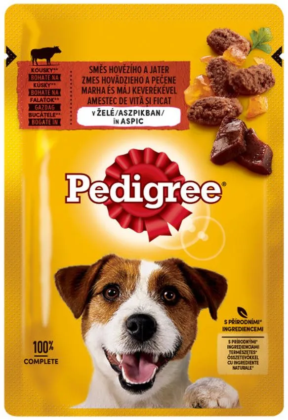 PEDIGREE Plic hrană umedă pentru câini Adult, cu Vită şi Ficat în Aspic 100g
