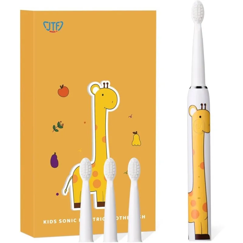 Periuta Dinti Electrica Copii, JTF Sonic, Galbena, J20C, 4 Capete Periuta, Cablu Incarcare