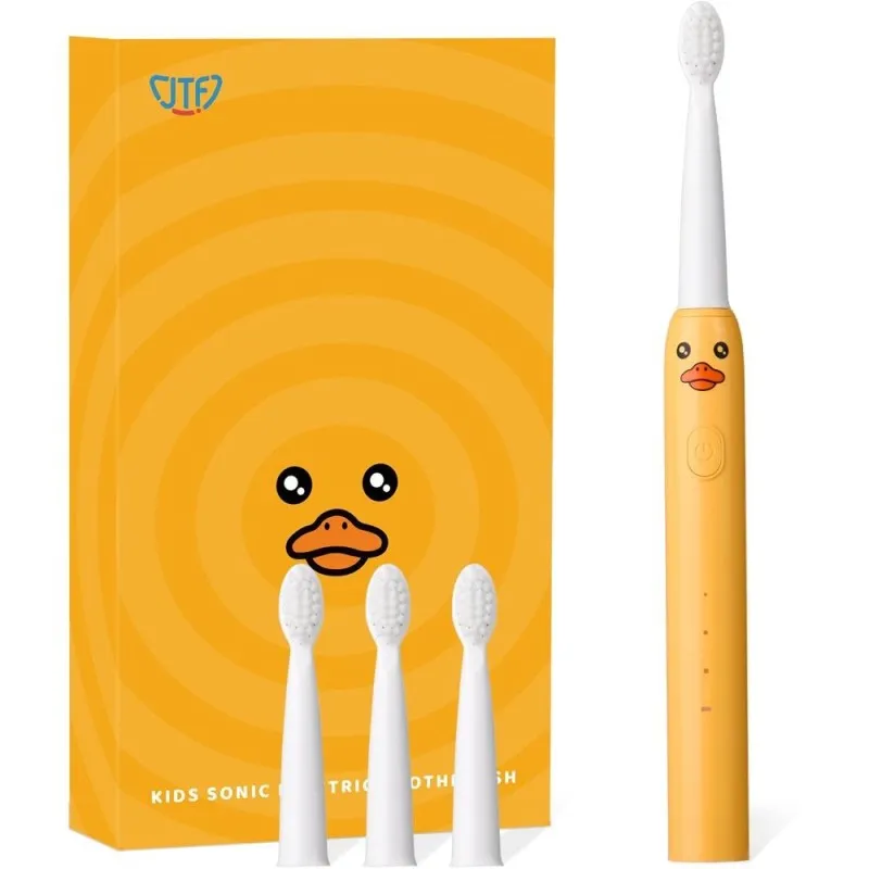 Periuta Dinti Electrica Copii, JTF Sonic, Portocalie, J20C, 4 Capete Periuta, Cablu Incarcare