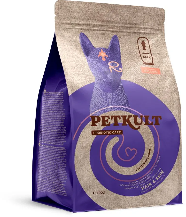 PETKULT Probiotic Care HAIR&SKIN pentru pisici, cu Somon proaspăt