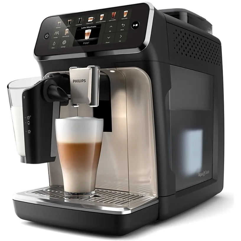 Philips Espressor automat Philips EP5547/90, 1500 W, 1.8 l, Carafa lapte 0.26 l, 15 bar, Capacitate boabe 275 g, 12 setari macinare, 5 setari aroma Negru-Crom