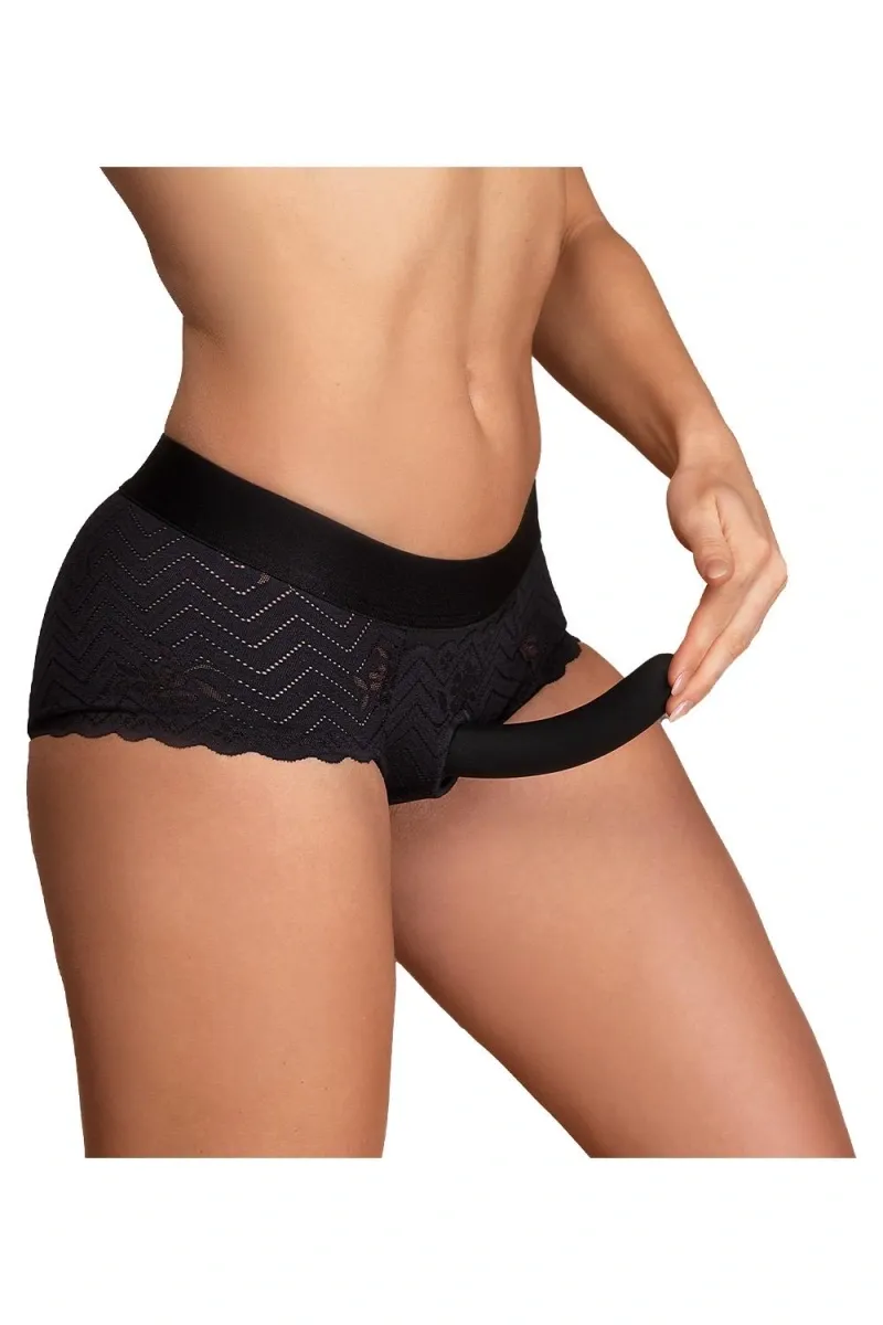 Phoenix Strap-on Boxeri Marime XL cu Dildo Inclus din Silicon, Negru, 15.5 cm