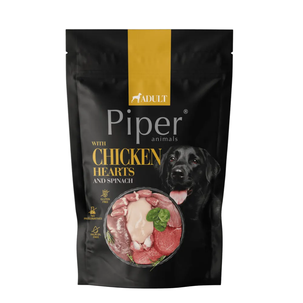 Piper Adult Dog, Inimi de Pui si Spanac, 500 g