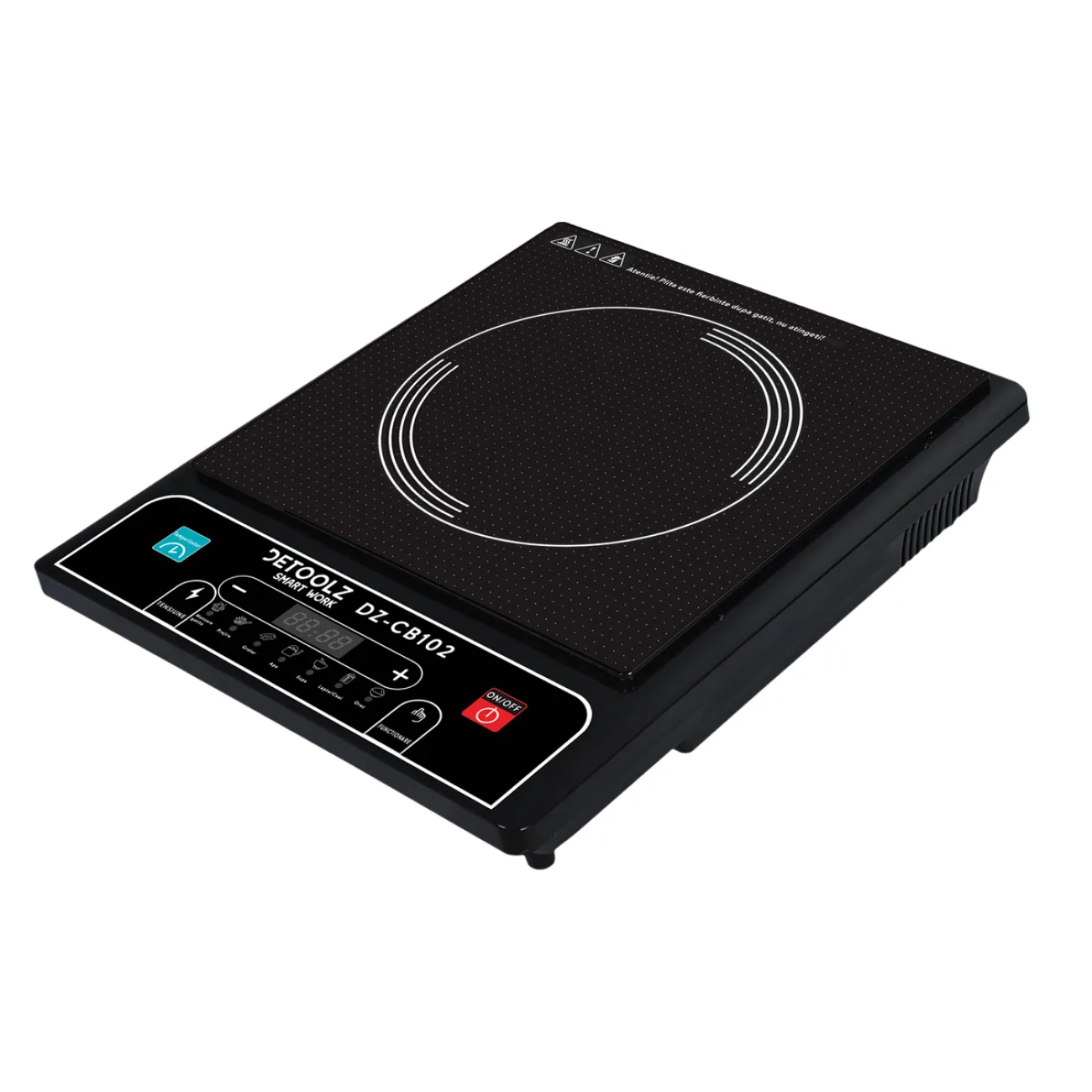 Plita Ceramica Cu Inductie, 7 Functii De Gatire, 8 Nivele De Temperatura, 1500W Detoolz