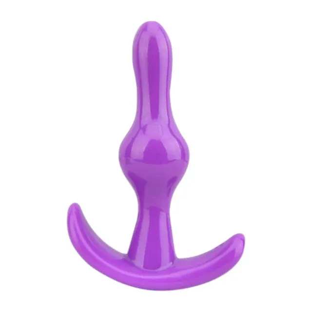 Plug anal LOVING JOY Butt Plug Purple, bază în formă de semilună, lungime 9 cm, diametru 2.4 cm, culoare mov