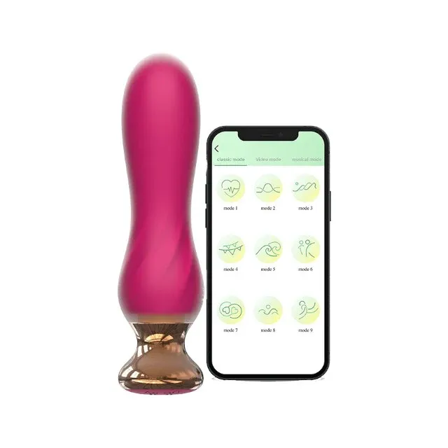 Plug anal vibrator CNT GUARD OFF Sweet Bomb Waving, control prin aplicație, 9 funcții de vibrație, 13 cm, roz cu auriu