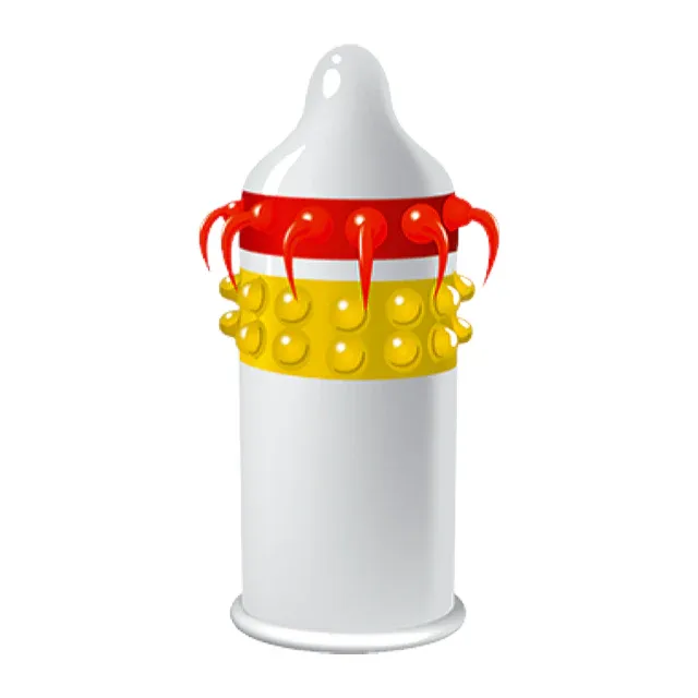 Prezervativ stimulator EGZO Lucky Dude Orange - Medium, cu bile și texturi proeminente, din latex, diametru 52 mm, 1 buc.