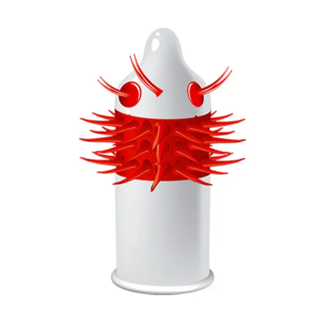 Prezervativ stimulator EGZO Ugly Coyote Grey - Hard, cu texturi proeminente, din latex, diametru 52 mm, 1 buc.