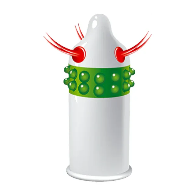 Prezervativ stimulator EGZO Uncle Bob Pink - Medium, cu bile și texturi proeminente, din latex, diametru 52 mm, 1 buc.