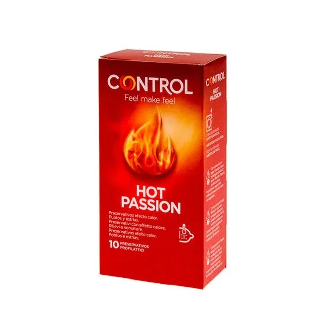 Prezervative cu striatii CONTROL HOT PASSION, cu efect de incalzire, 1 cutie x 10 buc