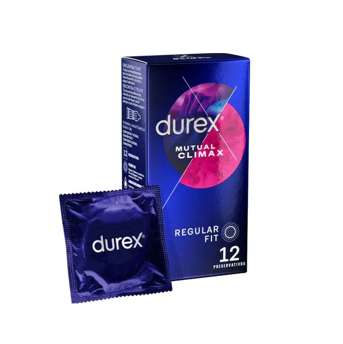 Prezervative cu striatii Durex Mutual Climax, regular fit, cu efect de stimulare clitoridiana si intarziere ejaculare, 56 mm, 1 cutie x 10 buc