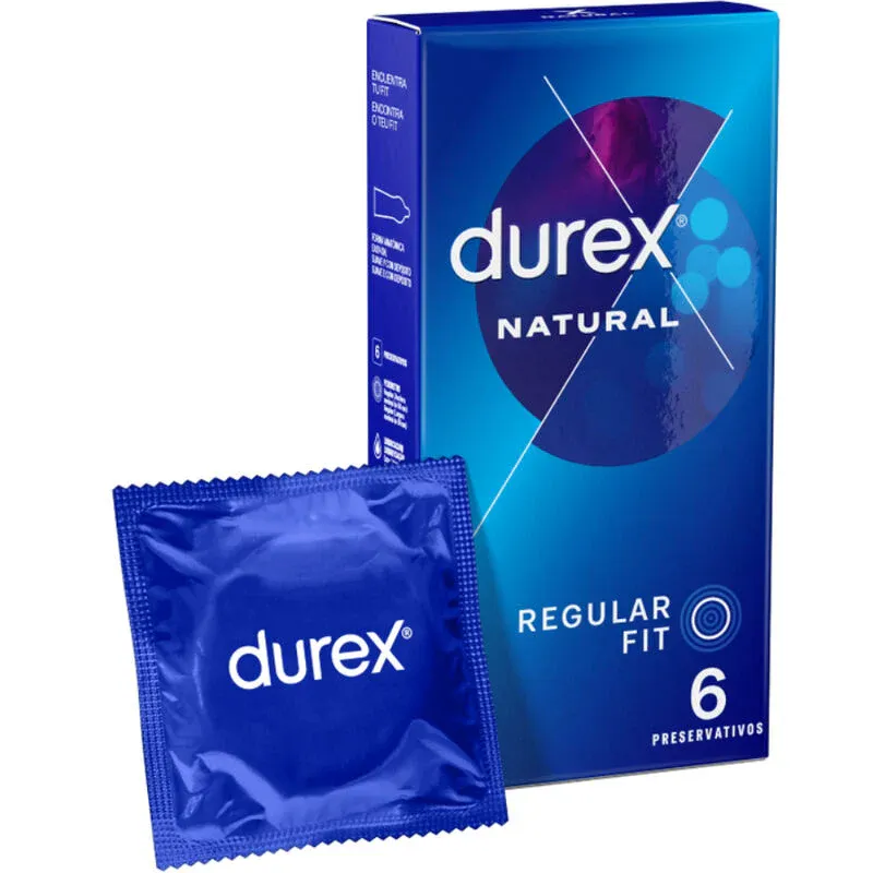 Prezervative Durex Natural, regular fit, 56 mm, 1 cutie x 6 buc
