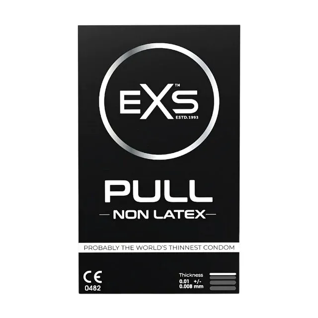 Prezervative fără latex EXS Pull Non Latex, ușor de aplicat, ultra-subțiri, lubrifiate și rezistente, 3 bucăți