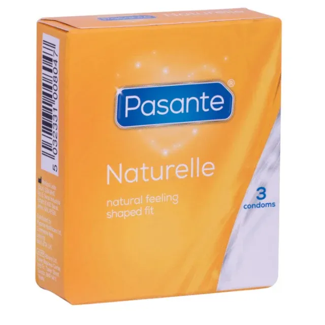Prezervative PASANTE Naturelle, din latex, senzație naturală și confortabilă, diametru 54 mm, 3 buc